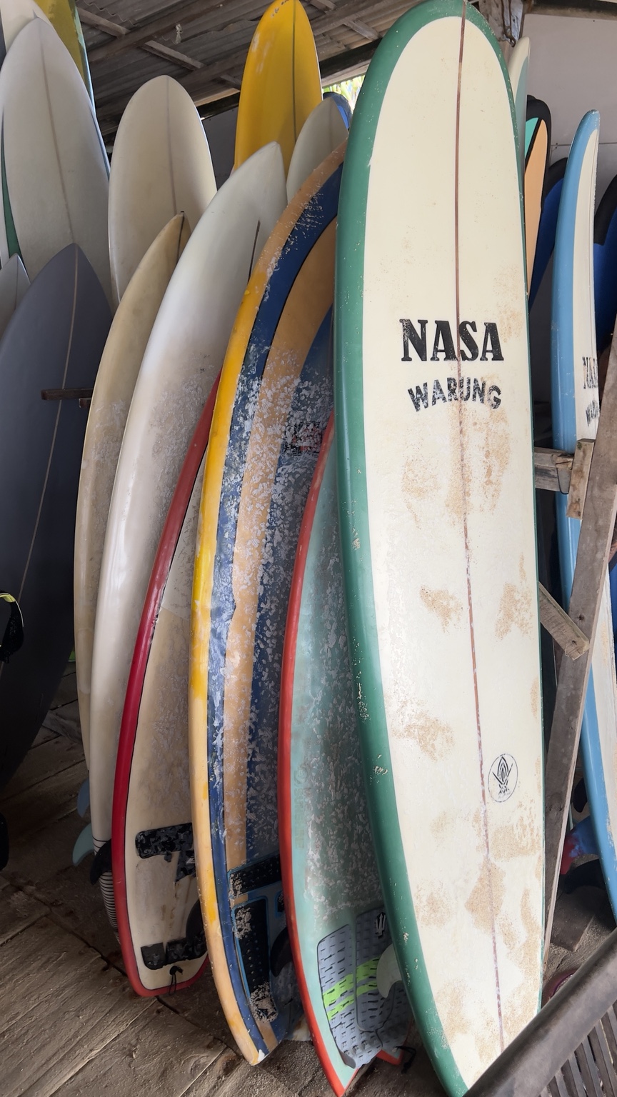 A NASA Warung surfboard at Balangan Beach